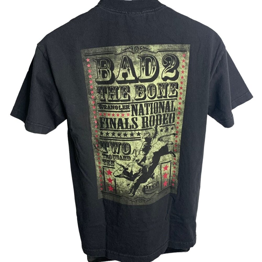 Wrangler National Finals Rodeo 2010 T Shirt M Black Crewneck Double Sided PRCA